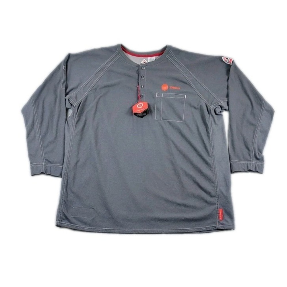 Bulwark FR Men's iQ Series Comfort Plus Knit Henley Grey Shirt Sz XXL Branded